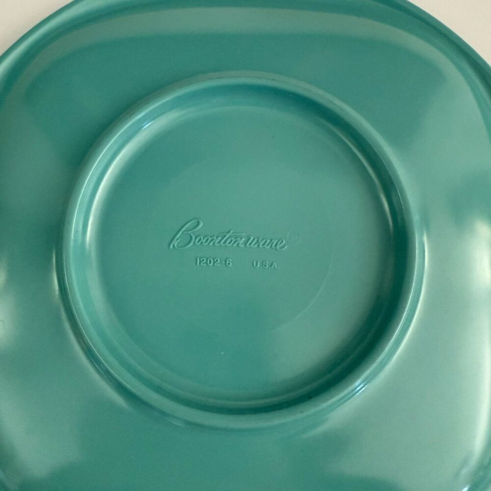 Vintage Boontonware Teal Tea Cup and Saucer Set Mid Century Modern Melamine USA - Picture 12 of 13